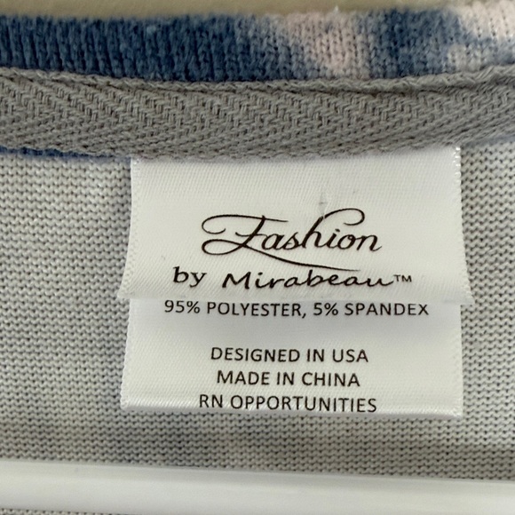 Fashion by MIRABEL XL Blue Pink Gray Tie Dye Long Sleeve Stretch Top - Picture 2 of 14